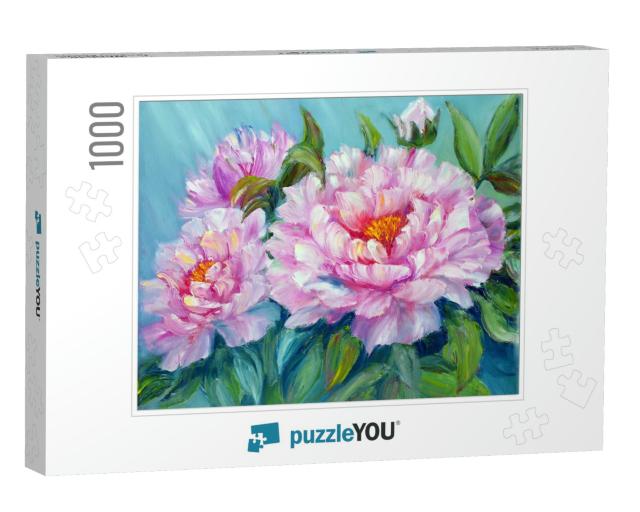 Peonies, Oil Painting on Canvas... Jigsaw Puzzle with 1000 pieces