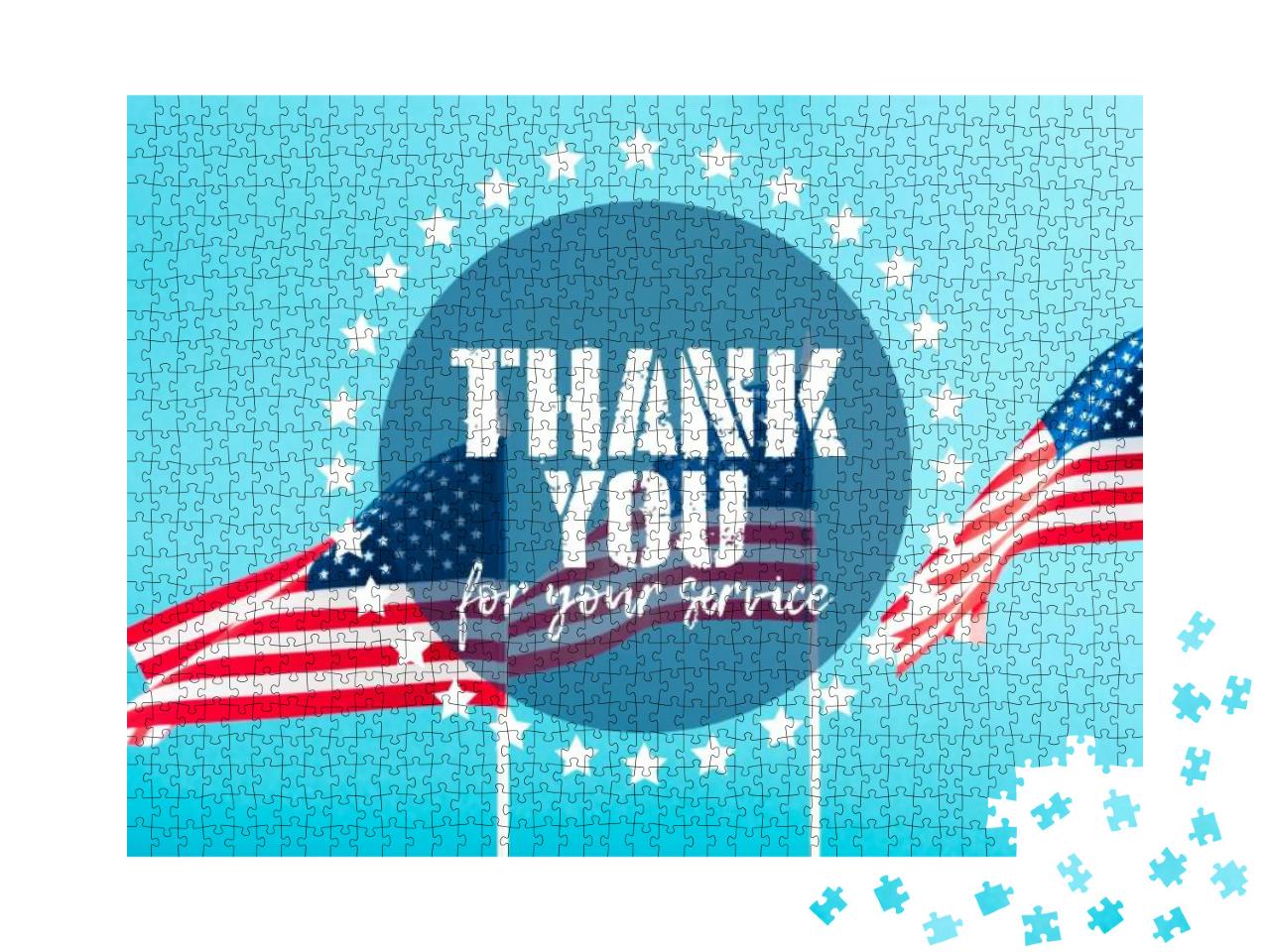 American Flags with Thank You for Your Service Let... Jigsaw Puzzle with 1000 pieces