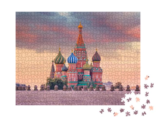 Basils Cathedral At Red Square in Moscow, Russia At Sunri... Jigsaw Puzzle with 1000 pieces