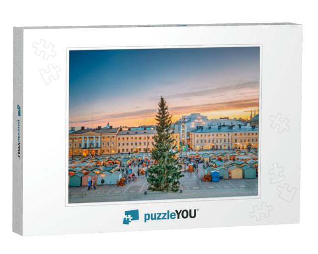 Helsinki, Finland. Christmas Xmas Market with Christmas T... Jigsaw Puzzle
