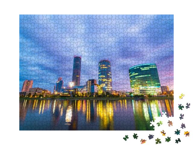 Night Cityscape of Yekaterinburg, Russia with City Lights... Jigsaw Puzzle with 1000 pieces