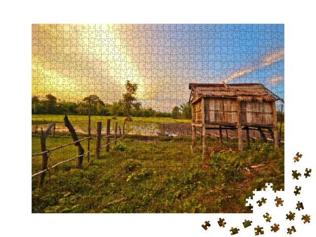 Cambodian Farm Scene... Jigsaw Puzzle with 1000 pieces