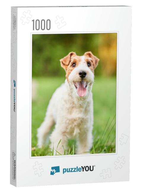 Vertical Shot of a Cute Happy & Healthy Fox Terrier Dog S... Jigsaw Puzzle with 1000 pieces