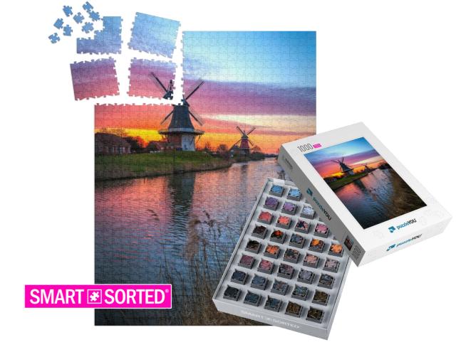 The Famous Twin Mills of Greetsiel, East Frisia At Sunris... | SMART SORTED® | Jigsaw Puzzle with 1000 pieces