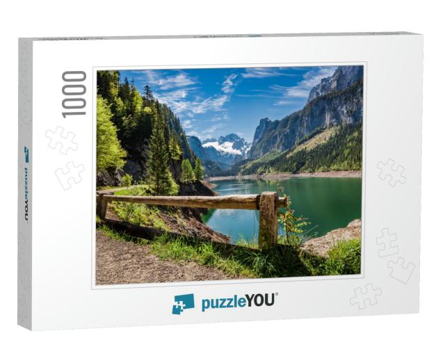 Sunny Sunrise At Gosausee Lake in Gosau, Alps, Austria... Jigsaw Puzzle with 1000 pieces