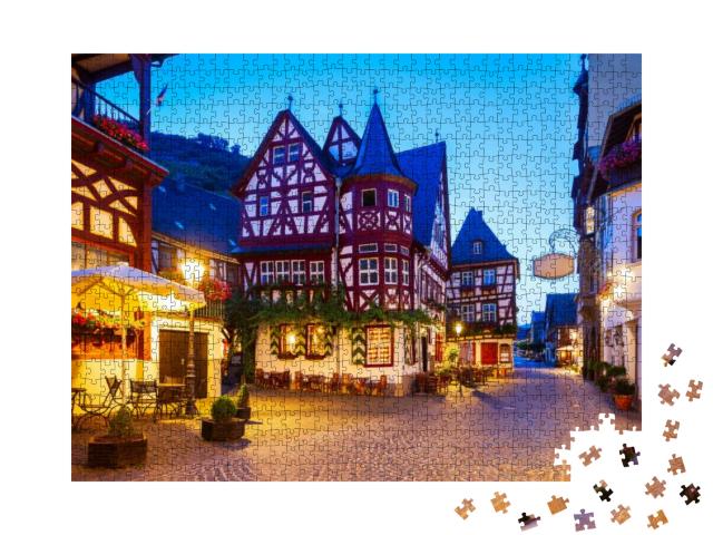 Bacharach Old Town At Night. Bacharach is a Small Town in... Jigsaw Puzzle with 1000 pieces