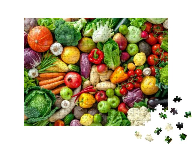Assortment of Fresh Fruits & Vegetables... Jigsaw Puzzle with 500 pieces