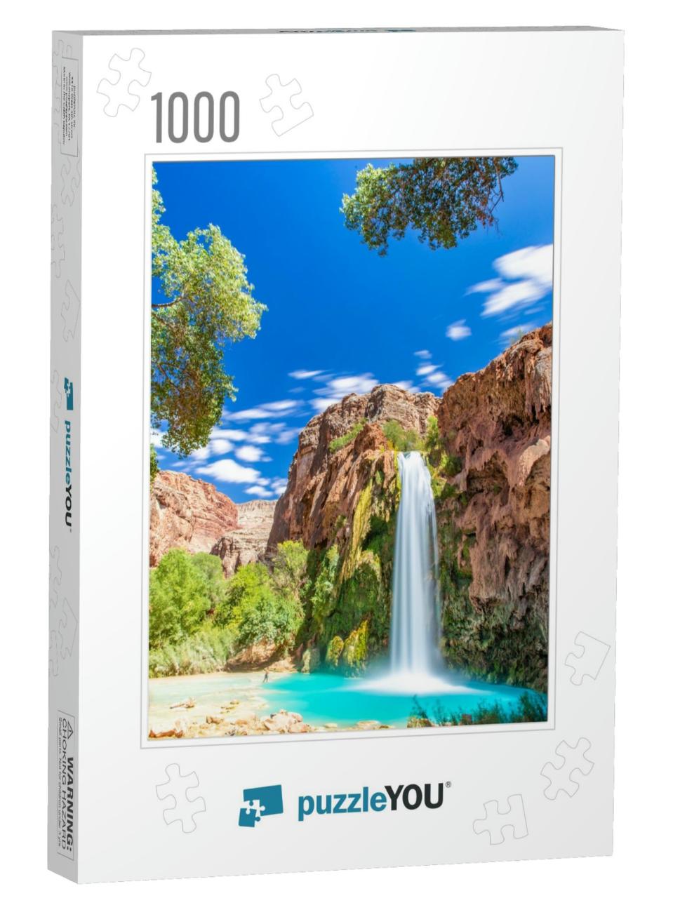 Long Exposure Photo At Havasupai Waterfalls During Summer... Jigsaw Puzzle with 1000 pieces