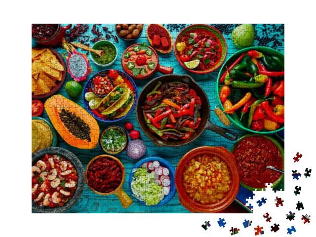 Mexican Food Mix Colorful Background Mexico... Jigsaw Puzzle with 1000 pieces