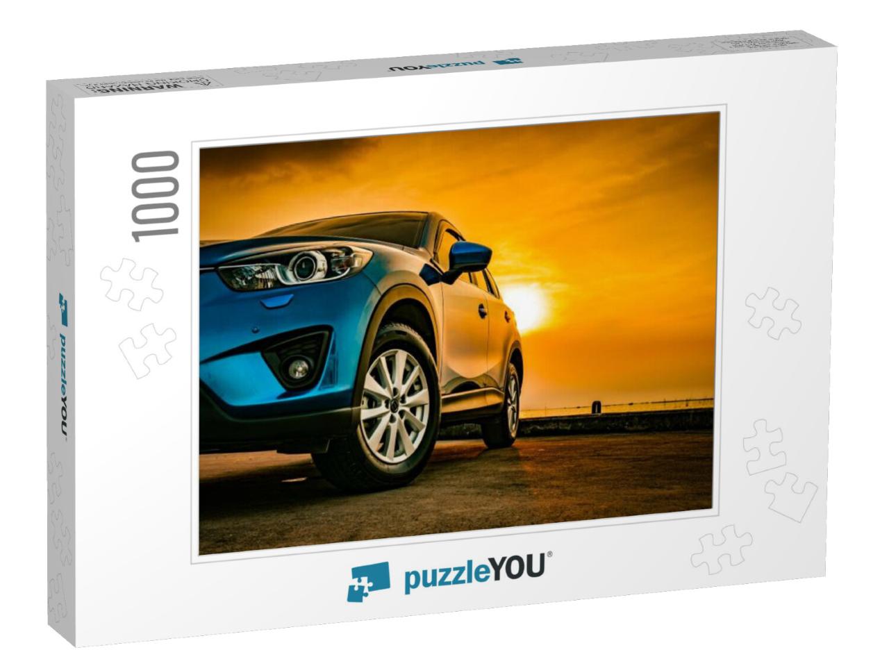 Blue Compact Suv Car with Sport & Modern Design Parked on... Jigsaw Puzzle with 1000 pieces