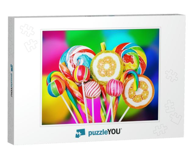 Colorful Candies & Sweets in the Background of Balloons... Jigsaw Puzzle