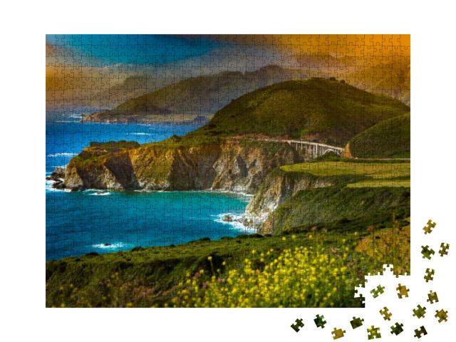 Big Sur Coast At the Bixby Creek Bridge, Monterey County... Jigsaw Puzzle with 1000 pieces