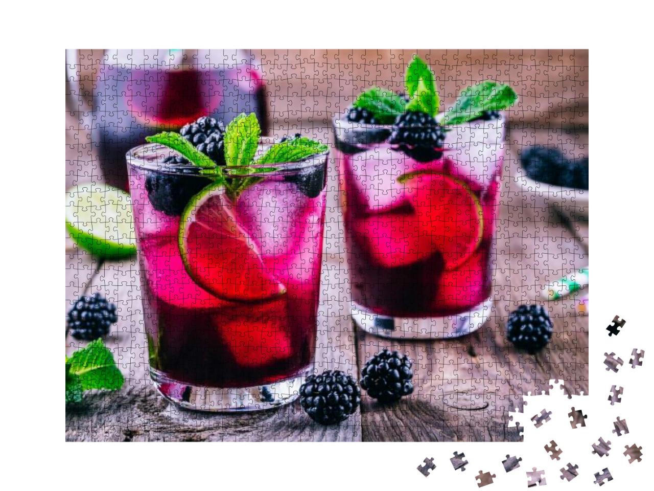 Blackberry Lemonade Cold with Lime, Mint & Ice... Jigsaw Puzzle with 1000 pieces
