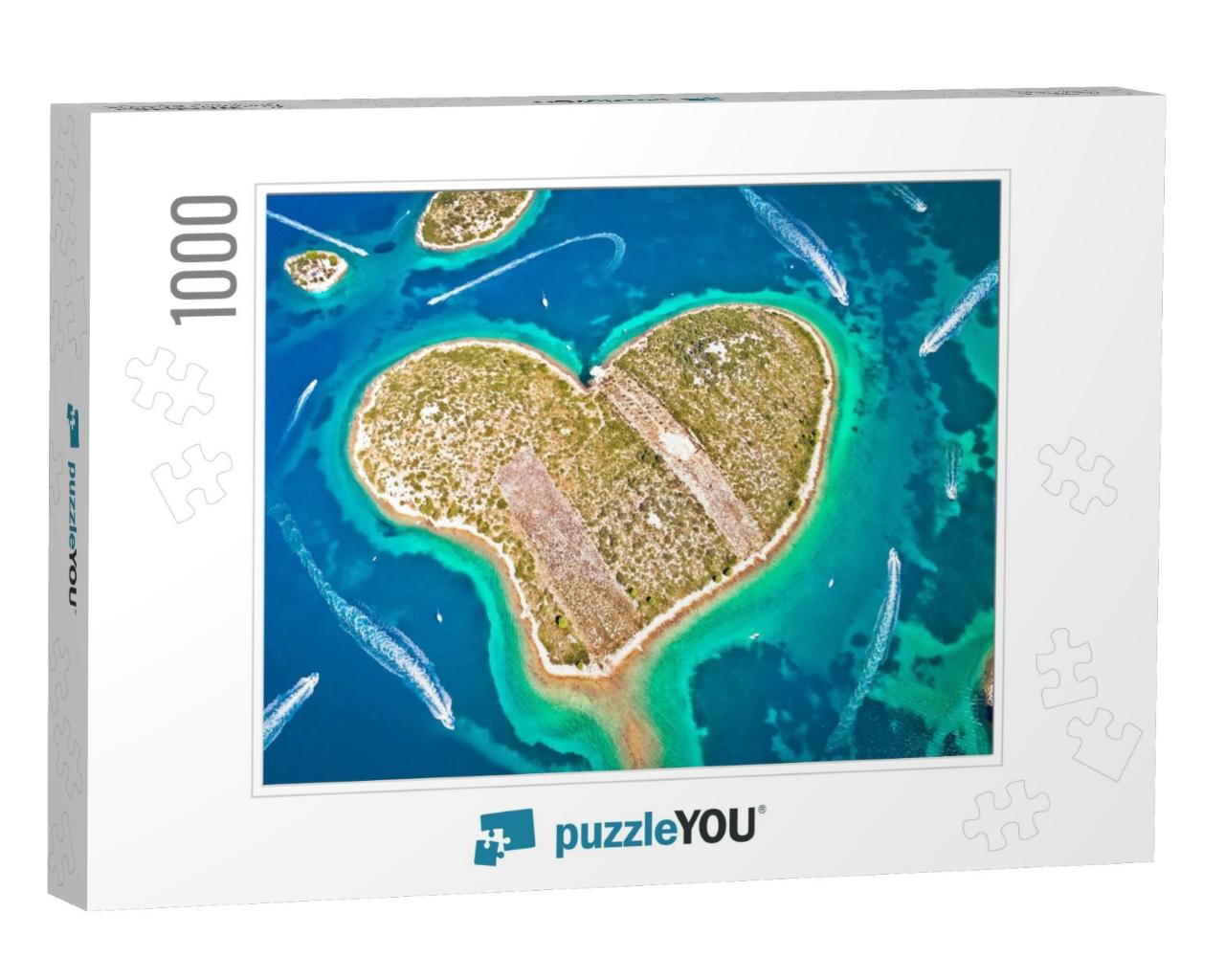 Heart Shaped Island of Galesnjak in Zadar Archipelago Aer... Jigsaw Puzzle with 1000 pieces
