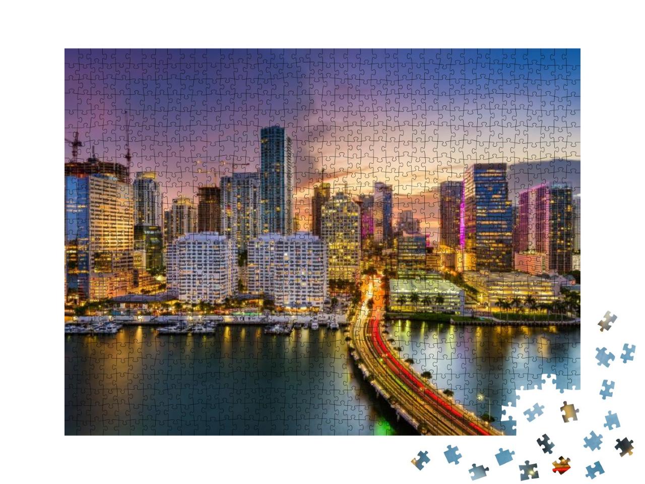 Miami, Florida, USA Skyline on Biscayne Bay... Jigsaw Puzzle with 1000 pieces