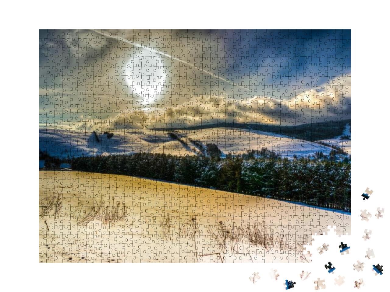 Winter Sun on the Fichtelberg in Saxony... Jigsaw Puzzle with 1000 pieces
