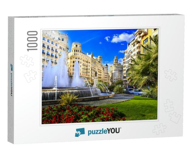 Main City Square of Valencia, the Plaza Del Ayuntamiento... Jigsaw Puzzle with 1000 pieces
