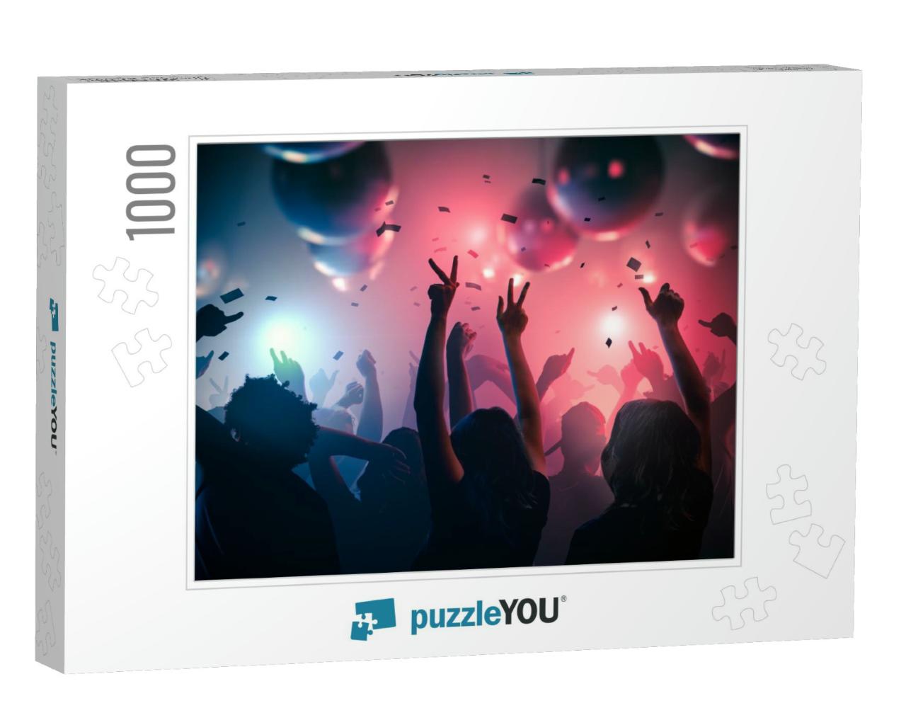 Young Happy People Are Dancing in Club. Nightlife & Disco... Jigsaw Puzzle with 1000 pieces