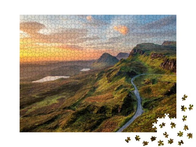 Vibrant Sunrise At Quiraing on the Isle of Skye, Scotland... Jigsaw Puzzle with 1000 pieces