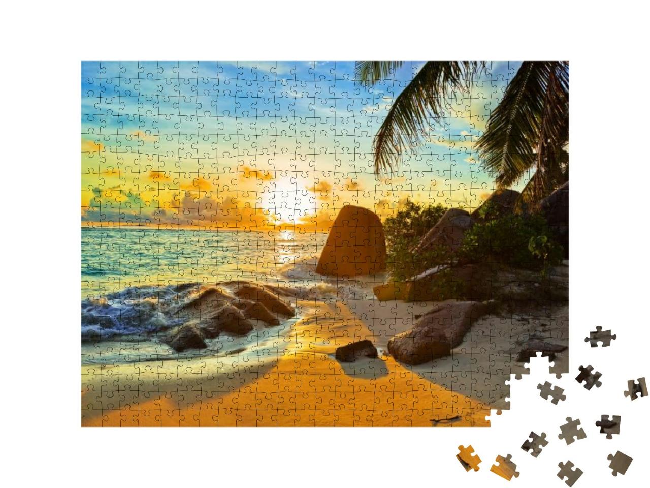 Tropical Beach At Sunset - Nature Background... Jigsaw Puzzle with 500 pieces