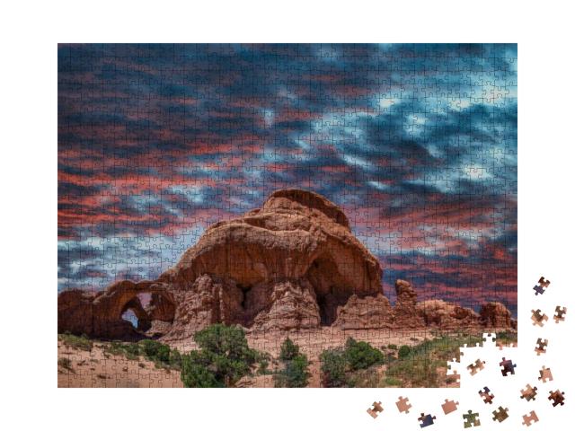 Rock Formations At Arches National Park, Utah. Canyon Pan... Jigsaw Puzzle with 1000 pieces