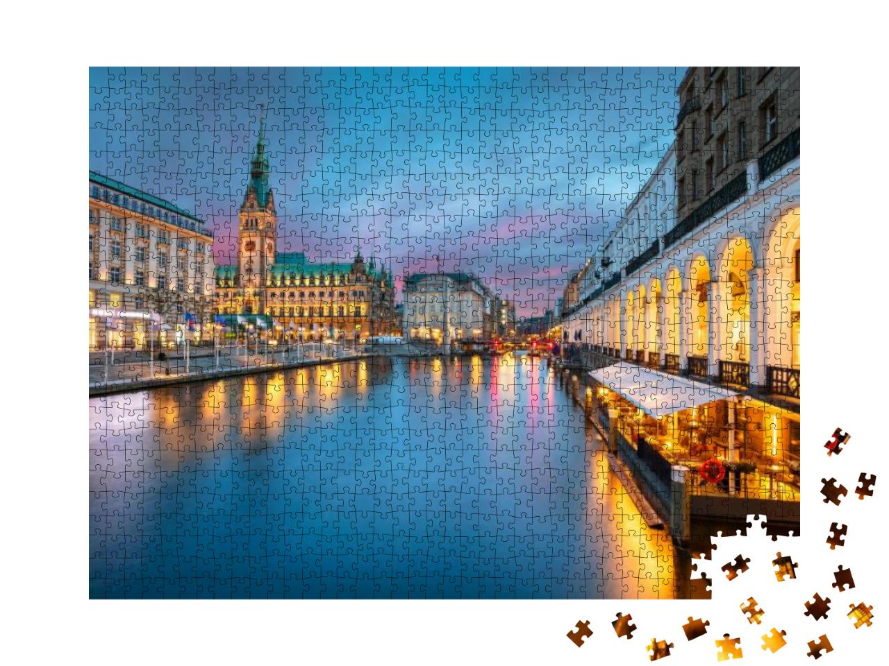 Hamburg, Germany. Cityscape Image of Hamburg Downtown wit... Jigsaw Puzzle with 1000 pieces