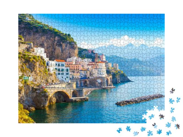 Morning View of Amalfi Cityscape on Coast Line of Mediter... Jigsaw Puzzle with 1000 pieces