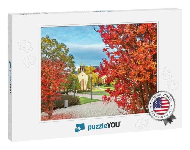 Landscape with Red Trees & Spitalkirche Church. Baden-Bad... Jigsaw Puzzle
