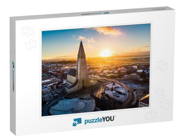 Hallgrimskirkja Church & Reykjavik Cityscape in Iceland A... Jigsaw Puzzle