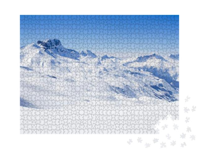 Acher Castle Mountain in Winter, Covered of Snow... Jigsaw Puzzle with 1000 pieces