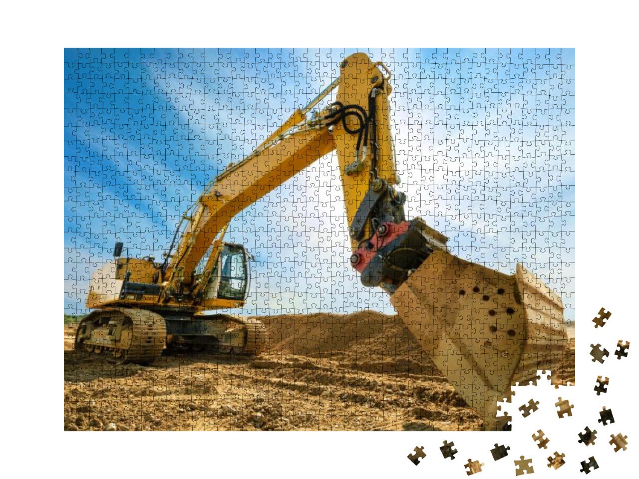 Big Excavator on New Construction Site, in the Background... Jigsaw Puzzle with 1000 pieces