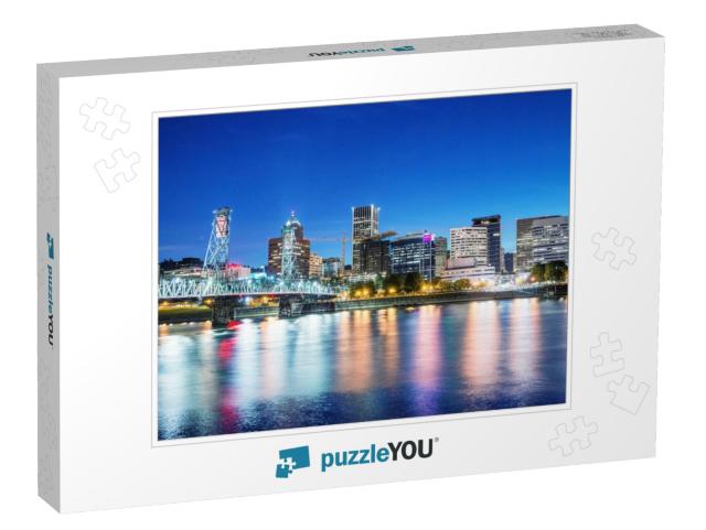 Portland, Oregon. City Skyline on a Beautiful Summer Nigh... Jigsaw Puzzle