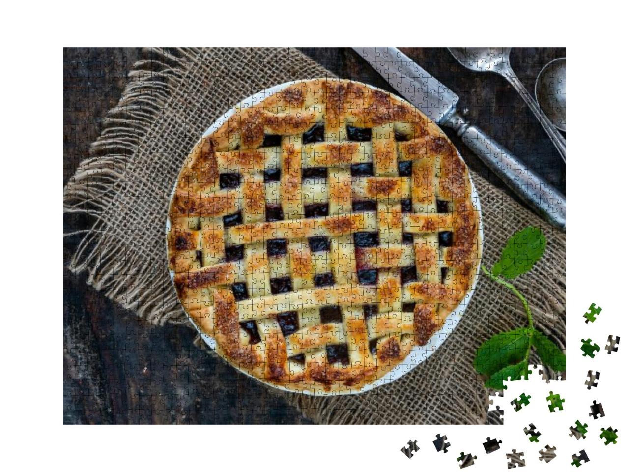 Classic Home Baked Cherry Pie with Lattice Crust... Jigsaw Puzzle with 1000 pieces