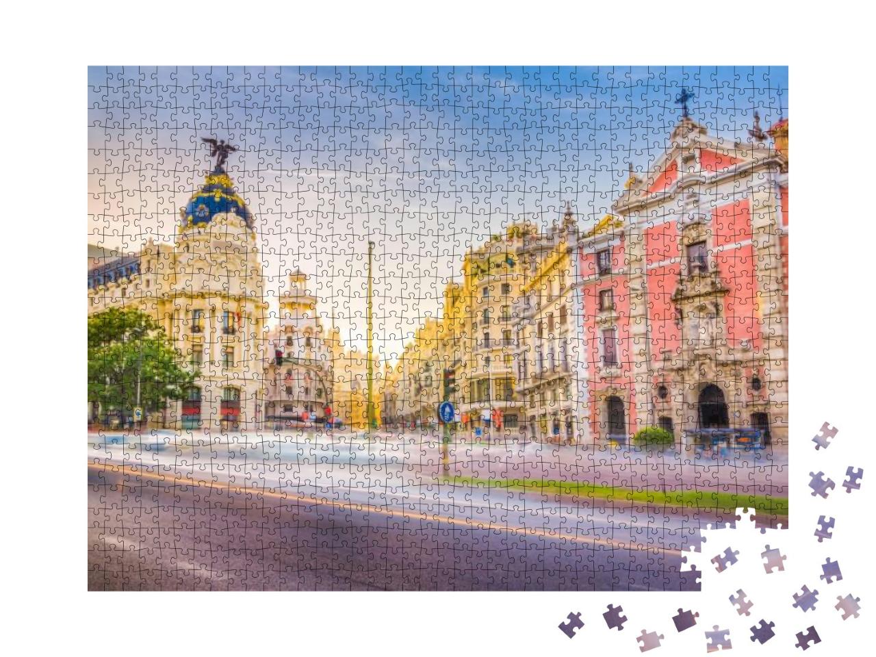Downtown Madrid, Spain, Where the Calle De Alcala Meets t... Jigsaw Puzzle with 1000 pieces