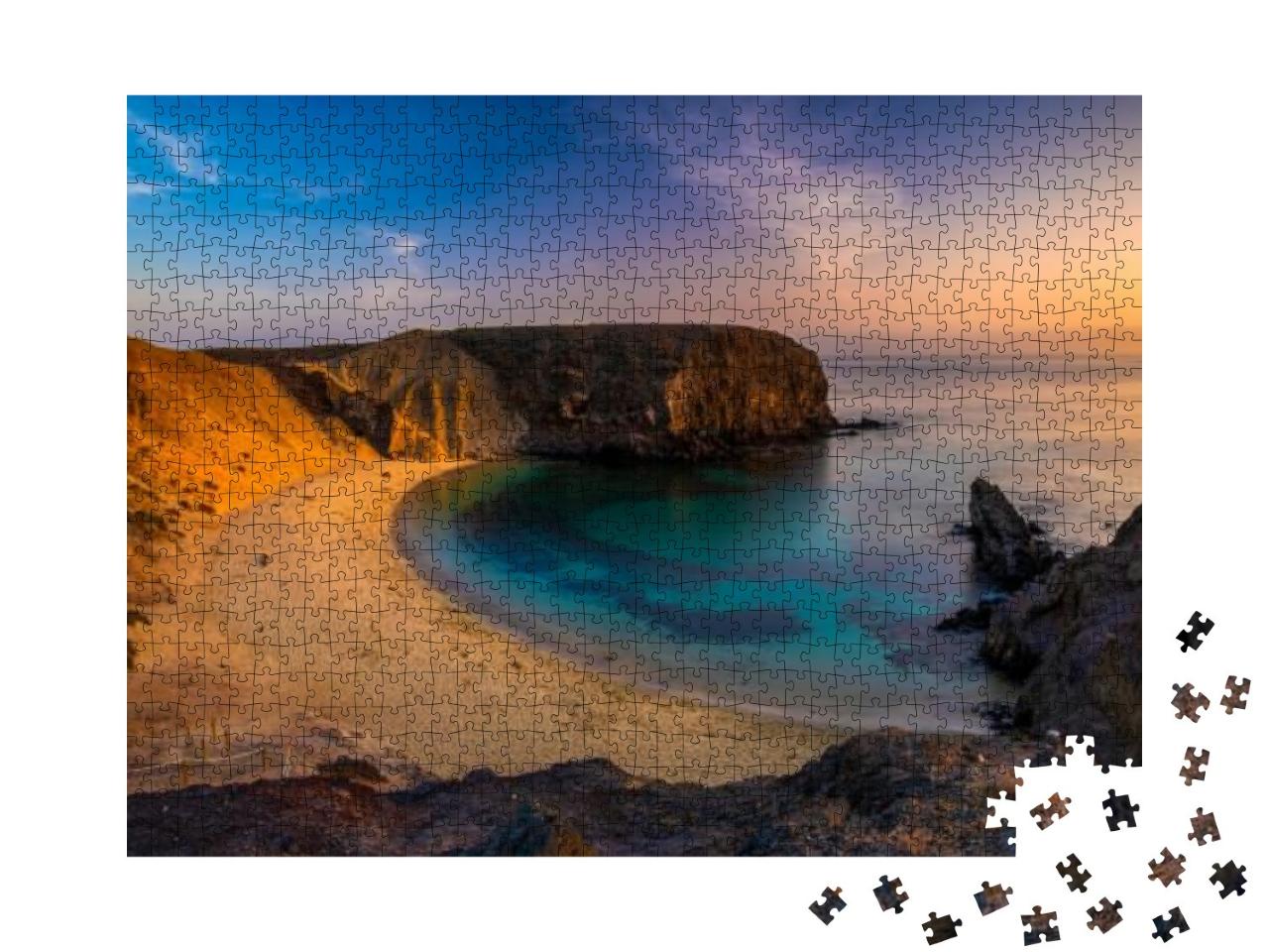 Romantic Sunset Over the Beautiful, Natural & Sandy Beach... Jigsaw Puzzle with 1000 pieces