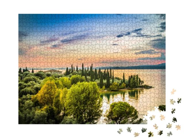 A Beautiful Sunset Over the Lake Garda. Italy... Jigsaw Puzzle with 1000 pieces