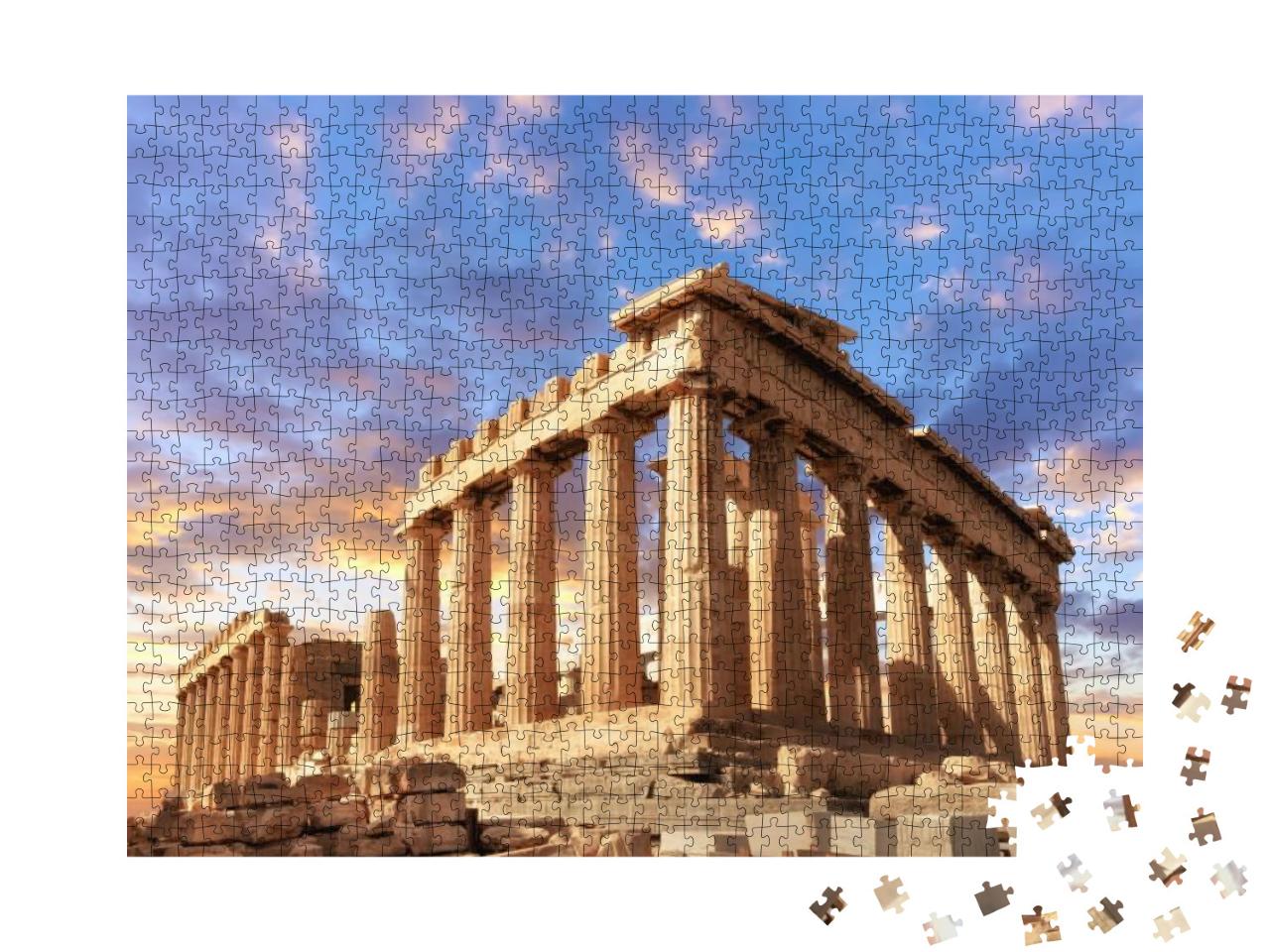 Parthenon Temple on a Sunset. Acropolis in Athens, Greece... Jigsaw Puzzle with 1000 pieces