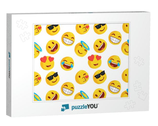 Emoticon & Emoji Pattern, Emoji Vector Illustration, Emot... Jigsaw Puzzle