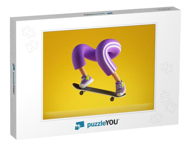 3D Rendering, Funny Cartoon Character Legs & Skateboard I... Jigsaw Puzzle