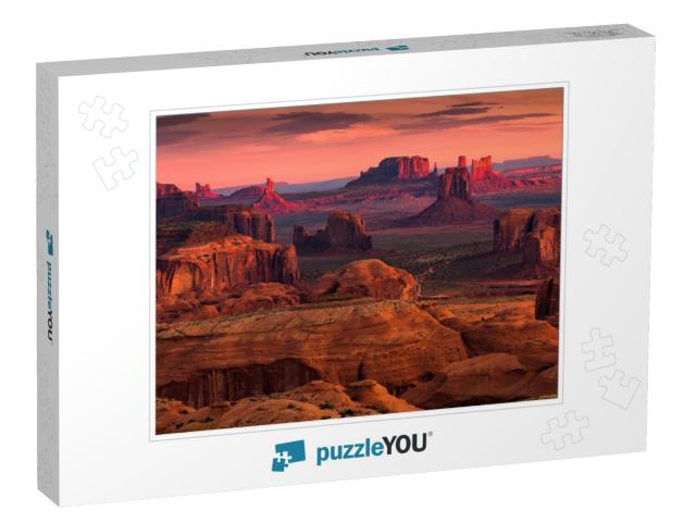 Sunrise in Hunts Mesa Navajo Tribal Majesty Place Near Mo... Jigsaw Puzzle