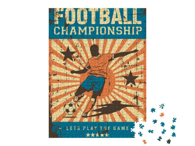 Soccer Football Sport Retro Pop Art Poster Signage... Jigsaw Puzzle with 1000 pieces