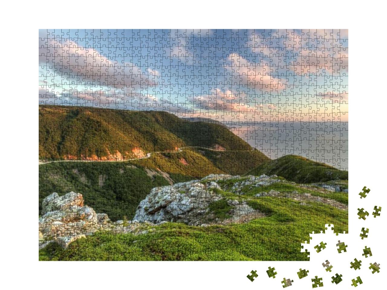 The Winding Cabot Trail Road Seen from High Above on the... Jigsaw Puzzle with 1000 pieces