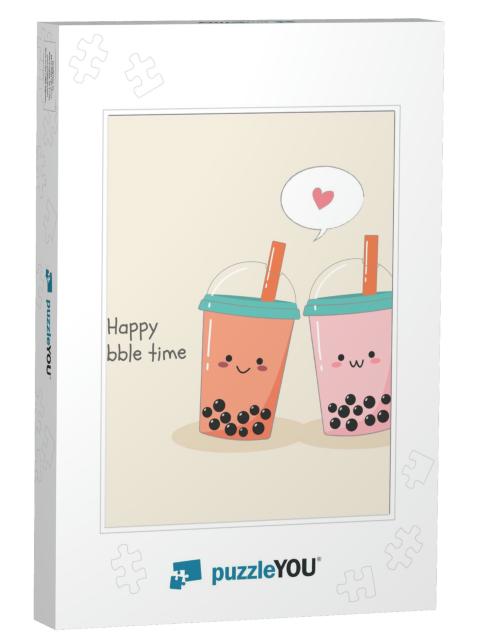 Cute Couple of Bubble Milk Ice Teas in Plastic Containers... Jigsaw Puzzle