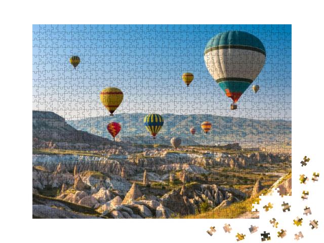 Hot Air Balloons Flying in Sunset Sky Cappadocia, Turkey... Jigsaw Puzzle with 1000 pieces