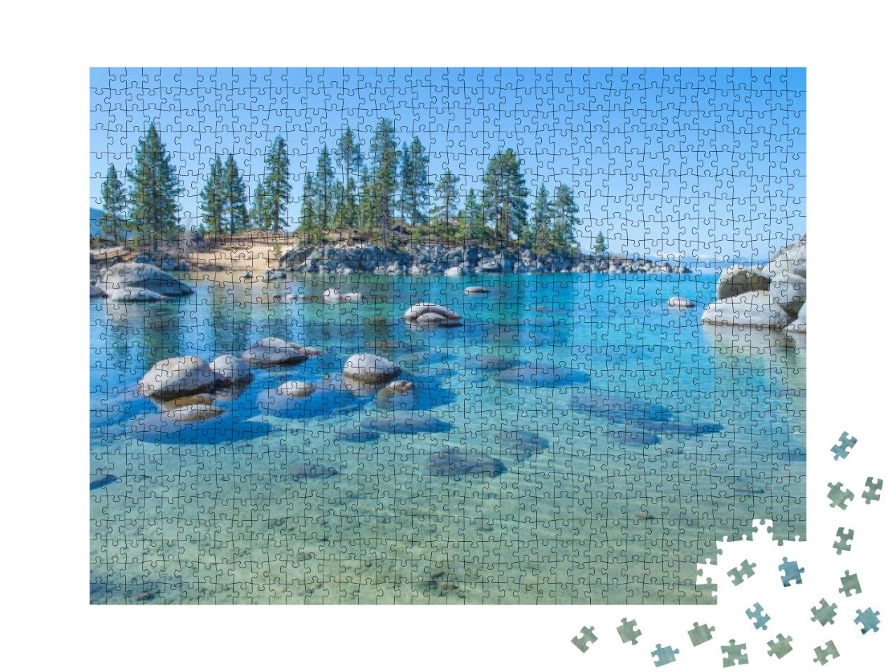 Beautiful Blue Clear Water on the Shore of the Lake Tahoe... Jigsaw Puzzle with 1000 pieces