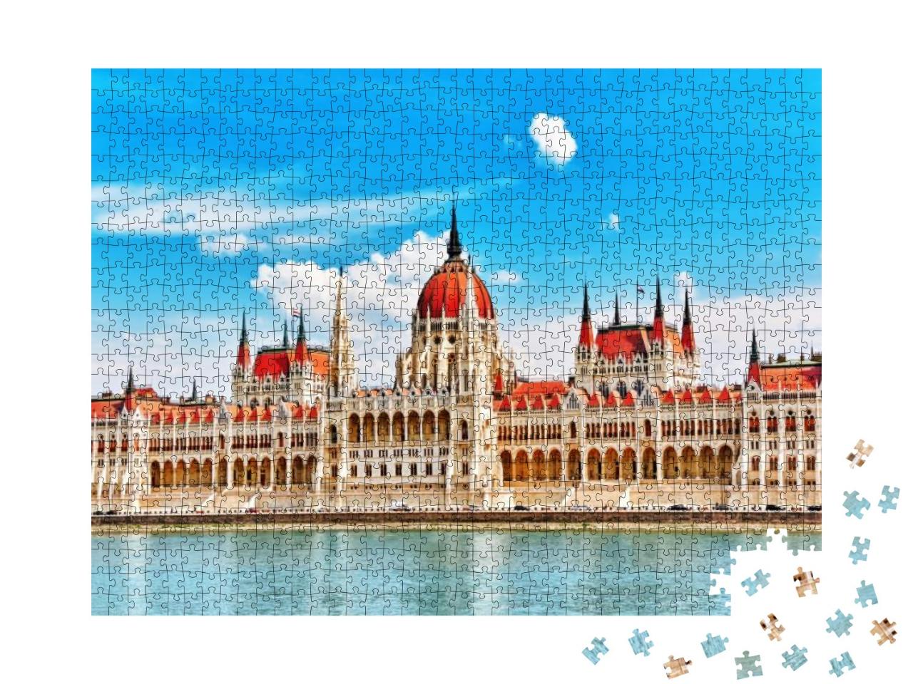 Hungarian Parliament At Daytime. Budapest. One of the Mos... Jigsaw Puzzle with 1000 pieces