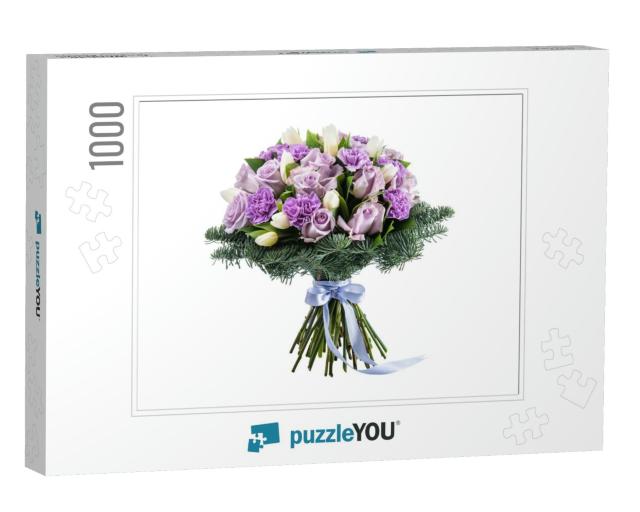 Fresh, Lush Bouquet of Colorful Flowers for Present Isola... Jigsaw Puzzle with 1000 pieces