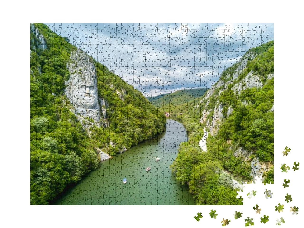 Decebal Head Sculpted in Rock, Danube Gorges Cazanele Dun... Jigsaw Puzzle with 1000 pieces