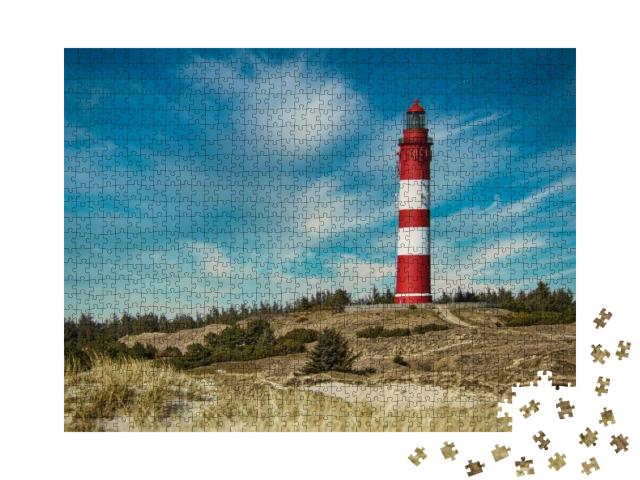 The Amrum Lighthouse in Amrum Dunes Nature Preserve in Ge... Jigsaw Puzzle with 1000 pieces