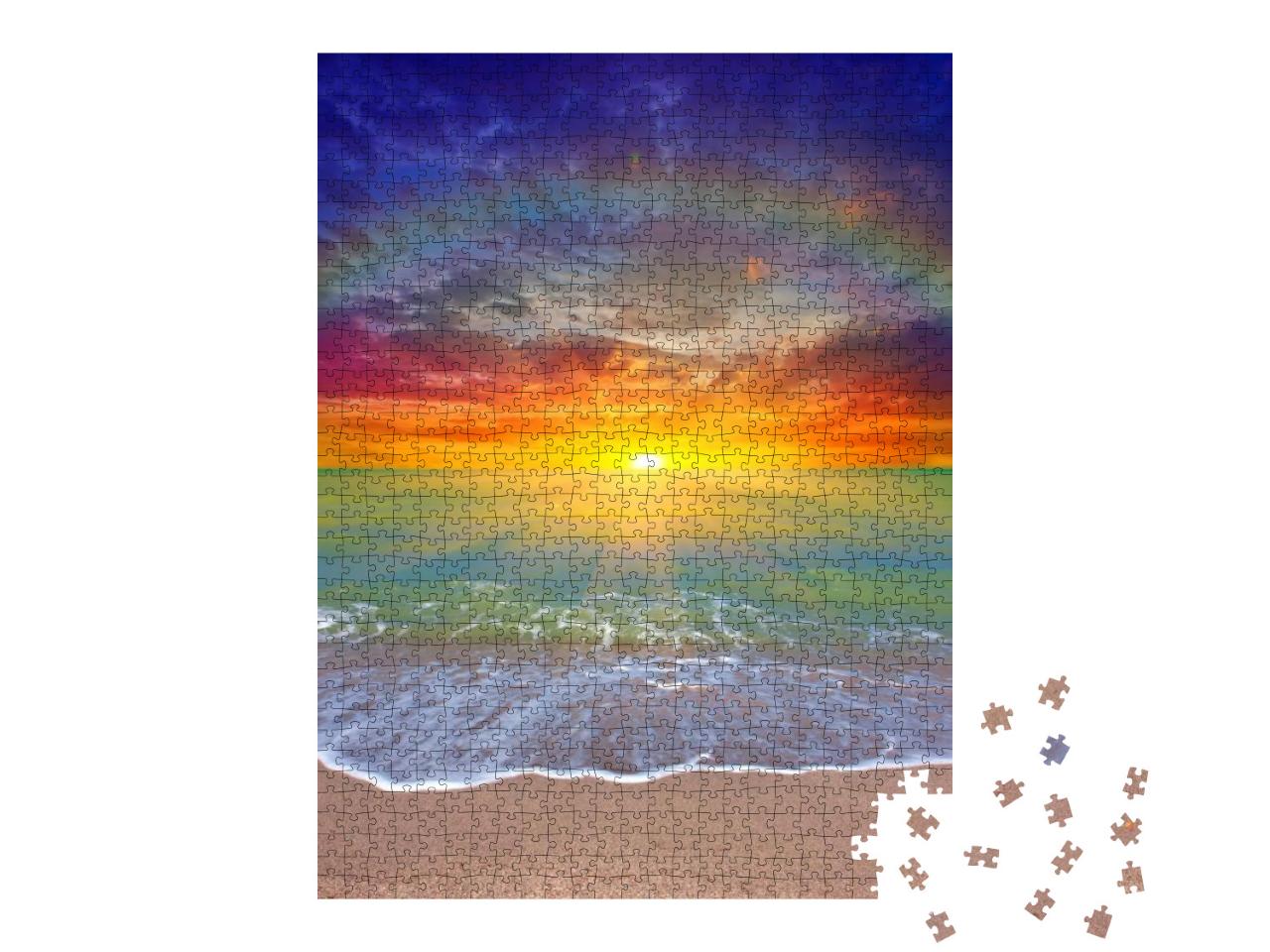 Nice Sunset Scene Over Sea... Jigsaw Puzzle with 1000 pieces